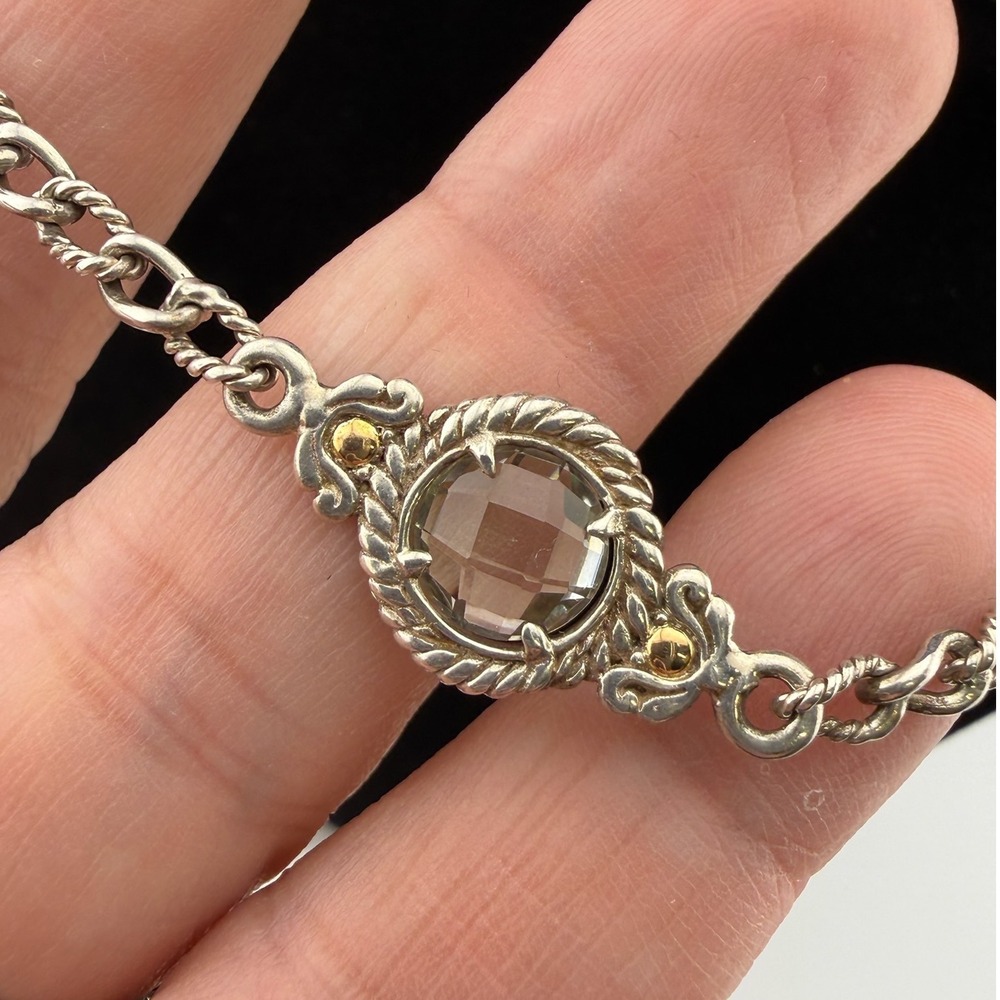 Robert Manse Station Necklace 925 Silver‎ & 18k Gold Multi-Gemstone Designer - Picture 4 of 10